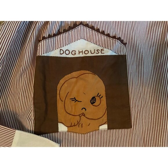Handmade Striped Kitchen Apron with Doghouse Pocket – Gently Used - Picture 3 of 7